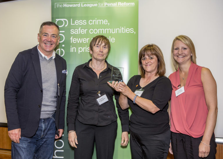 Professor David Wilson with Swindon Sex Worker Outreach Project (SWOP) The Nelson Trust, runner up in the women category. The Howard League for Penal reform’s Community Awards 2015
