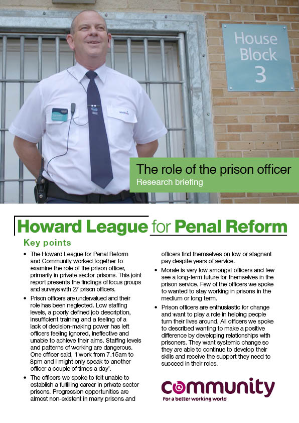 The Howard League The Role Of The Prison Officer