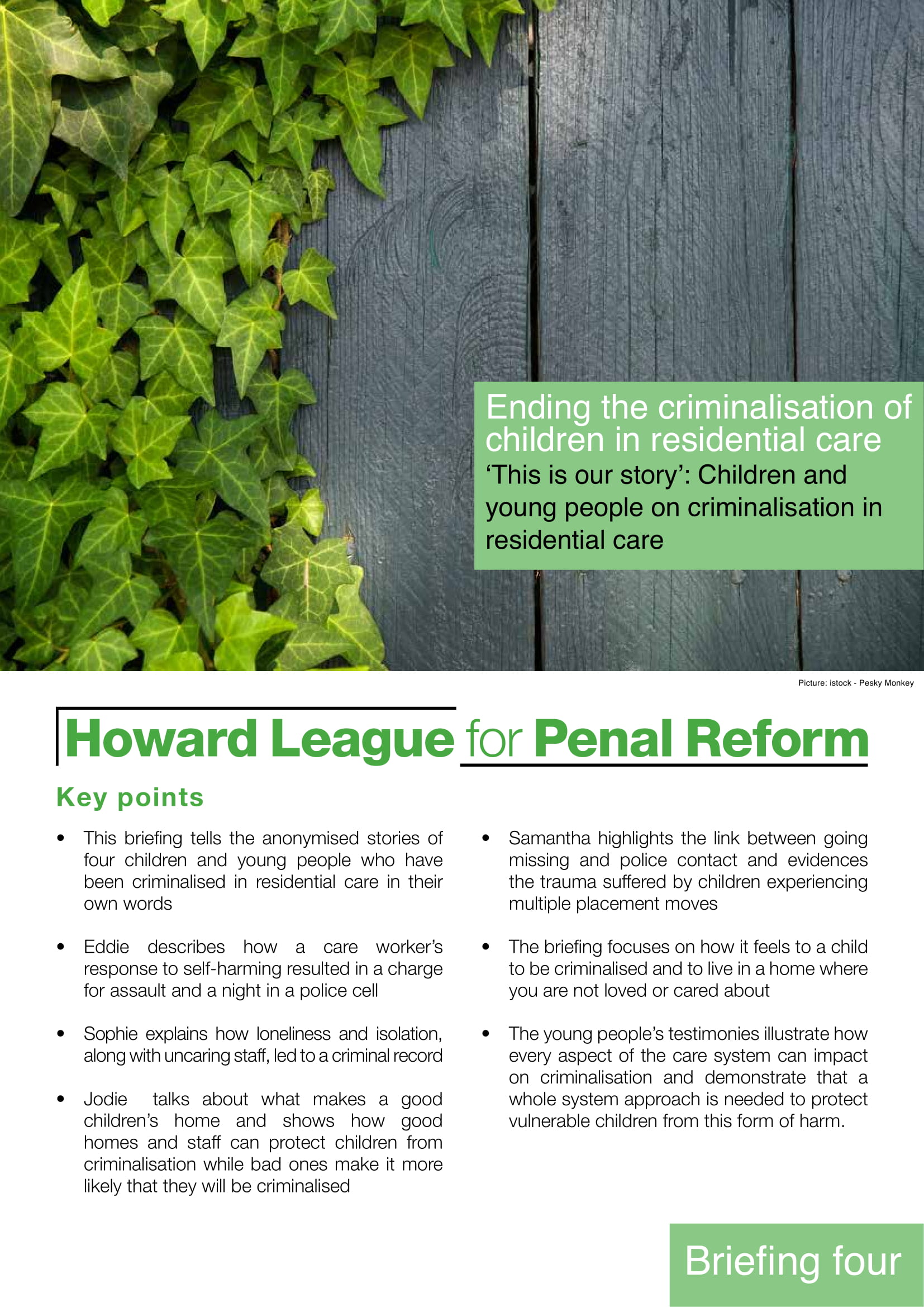 The howard league this is our story children and young people on
